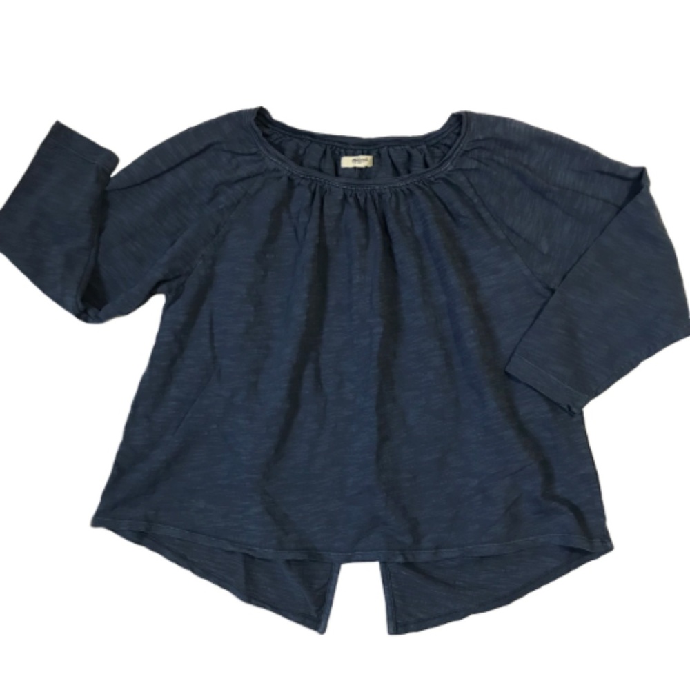 Madewell Slub Peasant Open Back Top Navy Size S